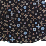 MONTON Necktie Womens Printed Shirt Black High Neck Long Sleeve M