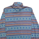 Womens Printed Shirt Blue Collared Long Sleeve 90s Fair Isle S