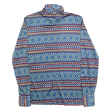 Womens Printed Shirt Blue Collared Long Sleeve 90s Fair Isle S