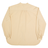 FRENCH ACCENT Womens Oversized Shirt Beige High Neck Long Sleeve 90s S