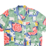 Womens Printed Shirt Green Collared 90s Patchwork L