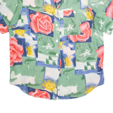 Womens Printed Shirt Green Collared 90s Patchwork L