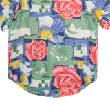 Womens Printed Shirt Green Collared 90s Patchwork L