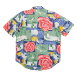 Womens Printed Shirt Green Collared 90s Patchwork L