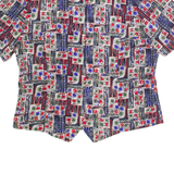 BORA BORA Womens Printed Shirt Blue 90s Crazy Pattern M