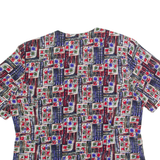 BORA BORA Womens Printed Shirt Blue 90s Crazy Pattern M