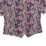 BORA BORA Womens Printed Shirt Blue 90s Crazy Pattern M