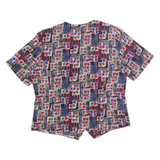 BORA BORA Womens Printed Shirt Blue 90s Crazy Pattern M
