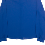 PARTNERS Sheer Womens Shirt Blue High Neck Long Sleeve 90s M