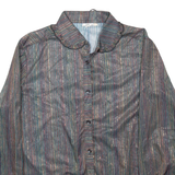 C&A Mesh Mens Shirt Black Striped Long Sleeve M