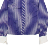 BELTONY Womens Shirt Blue 90s Striped Long Sleeve S