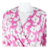 Stretch Peplum Womens Printed Blouse Pink Floral L