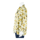 FRANKEN WALDER Womens Printed Shirt Cream Collared 90s Floral L