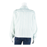 SERGIO DI LAURENTI Womens Printed Shirt Blue Collared 90s Striped M