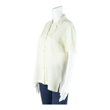 Womens Shirt Blouse Cream Collared M
