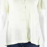 Womens Shirt Blouse Cream Collared M