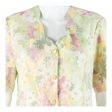 DAMART Womens Printed Blouse Yellow 90s Floral UK 20