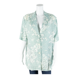 Womens Printed Blouse Blue Button Neck 90s Floral L