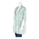 Womens Printed Blouse Blue Button Neck 90s Floral L