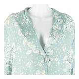 Womens Printed Blouse Blue Button Neck 90s Floral L