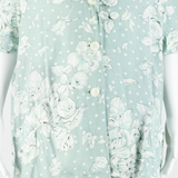 Womens Printed Blouse Blue Button Neck 90s Floral L