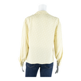 Womens Blouse Shirt Cream Collared Long Sleeve 90s Striped M