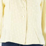 Womens Blouse Shirt Cream Collared Long Sleeve 90s Striped M