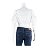 COUNTRY LADY Cropped Womens Blouse White XS