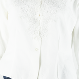 Womens Shirt Blouse White V-Neck 3/4 Sleeve S