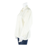 SERGIO DI LAURENTI Womens Shirt Cream Collared Long Sleeve 90s L