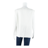 Womens Top White Button Neck Sleeveless Linen M