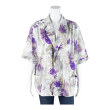 Open Womens Shirt White Collared 90s Floral XL