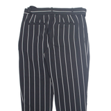RALPH LAUREN Workwear Belted Striped Womens Trousers Black Straight W32 L27