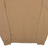 WOOLOVERS Mens Jumper Beige V-Neck Tight Knit M