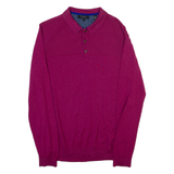 TED BAKER Womens Jumper Pink Collared Tight Knit M