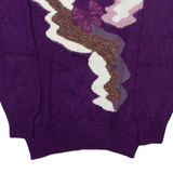 PROGRES Shoulder Pad Womens Jumper Purple Tight Knit M