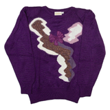 PROGRES Shoulder Pad Womens Jumper Purple Tight Knit M