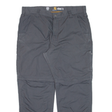 CARHARTT Zip-off Workwear Mens Trousers Grey Relaxed Straight W38 L30