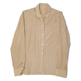 Womens Shirt Beige Collared Long Sleeve Striped L