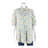 EIFIE Womens Blouse Shirt White Collared Floral M