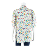 EIFIE Womens Blouse Shirt White Collared Floral M