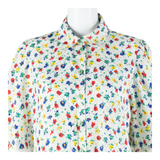 EIFIE Womens Blouse Shirt White Collared Floral M