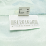 ELLEGANCE Semi Sheer Womens Shirt Blue Collared Floral UK 16