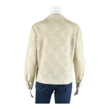 Blazer Style Womens Blouse Shirt Cream Collared Long Sleeve Floral M