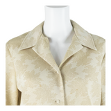 Blazer Style Womens Blouse Shirt Cream Collared Long Sleeve Floral M