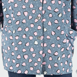 Womens Shirt Blouse Blue Collared Long Sleeve Crazy Pattern L