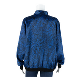 Womens Printed Blouse Blue Collared Long Sleeve Paisley L