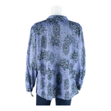 Womens Printed Shirt Blue Collared Long Sleeve Floral XL