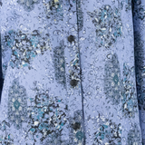 Womens Printed Shirt Blue Collared Long Sleeve Floral XL