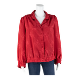 CHARLES VOGELE Womens Blouse Red Collared Long Sleeve 90s Floral UK 14